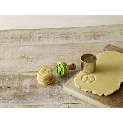 Timbro Per Biscotti Teekanne In Silicone E Legno – Manico In Legno, Testa Intercambiabile 5 Cm