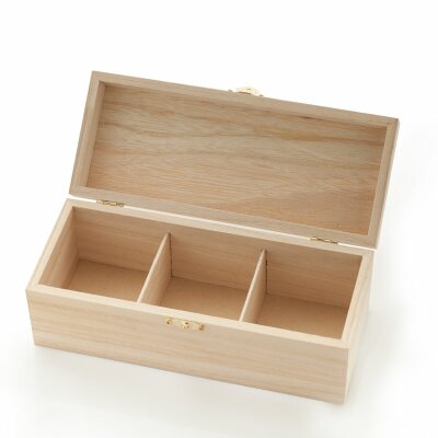 Teedose Teebeutelbox aus Holz mit 3 Fächern - Kochgeschirr, Küchenwer