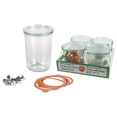 Weck Rundrandglas Sturz 750 ml mit Deckel Ring Klammern 4er Set