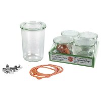 Weck Rundrandglas Sturz 750 ml mit Deckel Ring Klammern...