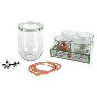 Weck Rundrandglas Tulpe 1000 ml mit Deckel Ring Klammern...