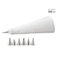 Weis Spritzbeutel Set 0,5 ltr. mit 6  Edelstahl-Tüllen