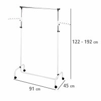 Wenko Kleiderständer Trio mit 2 Armen höhenverstellbar mit Rollen