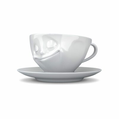 Kaffeetassen mit glücklichem Gesicht