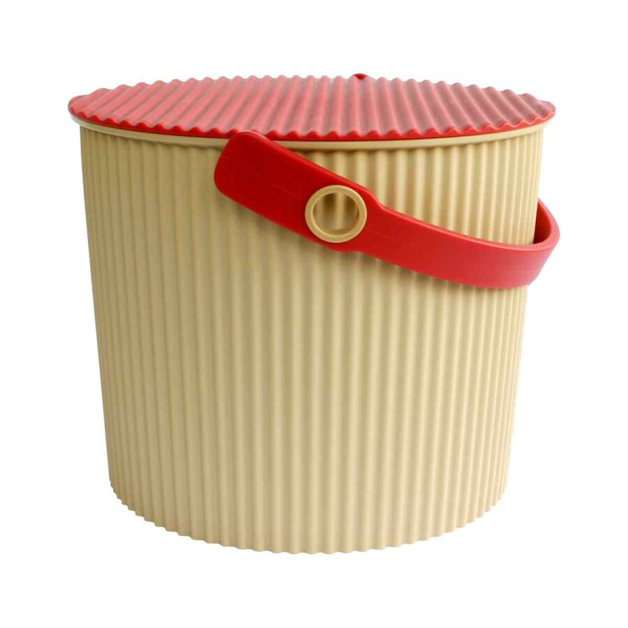 Tendance - Cubo De Metal Abocinado Con Tapa De Bambú 5l - Bambú Mostaza