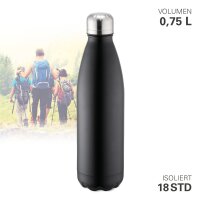 Weis Thermoflasche vakuumisoliert schwarz 750 ml