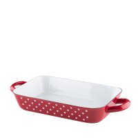 Riess Vierkantpfanne 26x17 cm 1,35 ltr. Pünktchen Rot