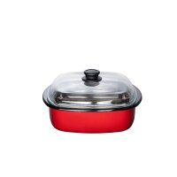 Riess Dampfgarer mit Glasdeckel 28x28 cm 3-teilig color rot