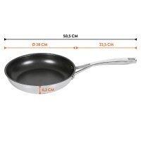 Chefs & Co. Edelstahl Bratpfanne beschichtet Ø28 cm Profi Gourmet
