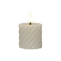 2x LED-Echtwachs-Kerze Flamme Swirl Votive 7,5x5 cm beige