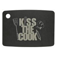 Jade Schneidbrett Kiss the Cook schwarz 20,3x15x0,6 cm