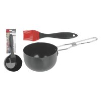Marinadenset mit Pinsel Ø15 cm Chrom schwarz