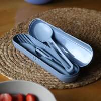Koziol Klikk Ready 3-tlg. Besteckset + Etui blau