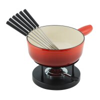 Kuhn Rikon Käsefondue-Set 9-teilig Gusseisen rot...