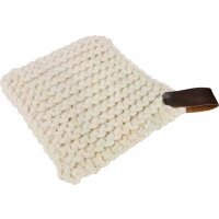 Redecker Topfuntersetzer gestrickt mit Lederschlaufe