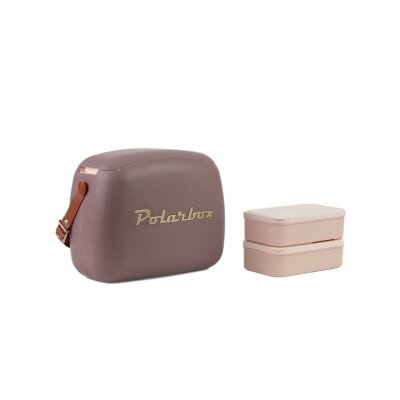 Polarbox Kühltasche Classic Mauve & Gold 6 ltr. inkl. 2 Snackboxen