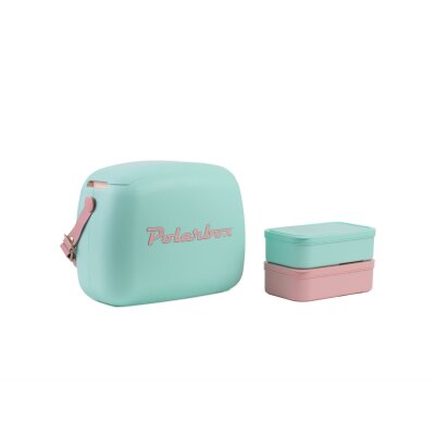 Polarbox Kühltasche Pop Cyan & Baby Rosa 6 ltr. inkl. 2 Snackboxen