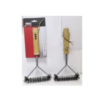 Grillbürste Triangel Edelstahl mit Holzgriff 14x30 cm