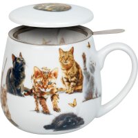 Könitz Teebecher mit Sieb und Deckel Katzen...