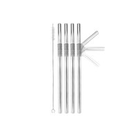 Knyg Trinkhalme biegsam 22 cm 5er Pack Edelstahl silber