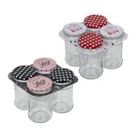 HI Einmachglas 315 ml mit Deckel Love Punkte 4er Set