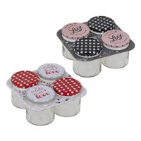 HI Einmachglas 210 ml mit Deckel Love Punkte 4er Set