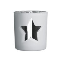 Sandra Rich Teelichthalter Glas Stern 8x7 cm grau