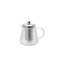 Weis Teekanne Borosilikatglas gerillt mit Teefilter 0,8 ltr.