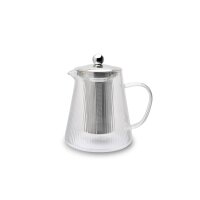 Weis Teekanne Borosilikatglas gerillt mit Teefilter 1,2 ltr.