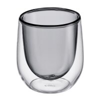 Cilio Espresso-Glas Verona 80 ml doppelwandig grau 2er Set