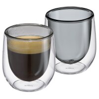 Cilio Espresso-Glas Verona 80 ml doppelwandig grau 2er Set