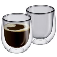 Cilio Kaffee-Glas Verona 150 ml doppelwandig grau 2er Set