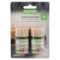 Kesper Zahnstocher aus Birkenholz 2 Dosen je 180 Stück