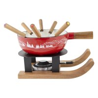 Van Well Fondueset Aspen Ski Gusseisen mit 6 Gabeln