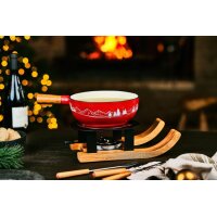 Van Well Fondueset Aspen Ski Gusseisen mit 6 Gabeln